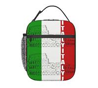 GQWJKSZ Bolsa de almuerzo del Coliseo romano de la bandera italiana de Italia, lonchera aislada duradera, bolsa de mano reutilizable para adultos