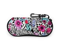 GQWJKSZ Bright Raster Repeat African Animals Gafas de sol Estuche blando cremallera de neopreno ultraligero con mosquetón,