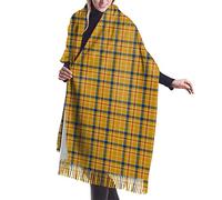 GQWJKSZ Bufanda larga y ancha de tartán de color mostaza para mujer Macleod&Mcleod Clan Tartan Cashmere Feel Shawl Wrap bufanda cálida de invierno 77x27 pulgadas