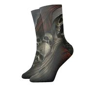 GQWJKSZ Calcetín divertido de la tripulación de la novedad de las mujeres para hombre 30cm Evil Christmas Santa Skull Athletic Sport Tube Calcetines Medias para correr Fitness Uso diario