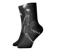 GQWJKSZ Calcetines casuales de la tripulación de la novedad 12 pulgadas Astronaut Play Planet Full Print Jogging Running Fitness Sport Yoga Gym Calcetín de moda para hombres, mujeres, niñas y niños