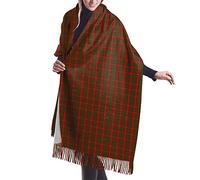 GQWJKSZ Cameron Clan Tartan Mujer Largo y Ancho Cuadros Verdes Clan Wallace Tartan Cashmere Feel Chal Wrap Invierno Bufanda cálida 77x27inch