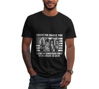 GQWJKSZ Camiseta Vintage Justicia para Charlie Kirk: Sentencia al Pistolero: Pena de Muerte - Corte clásico, Cuello Redondo, Color Negro para Adultos