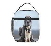 GQWJKSZ Cane Corso Dogs Pug Friendship Concepts Bolsa de almuerzo, duradera lonchera aislada reutilizable para adultos bolsa de mano reutilizable
