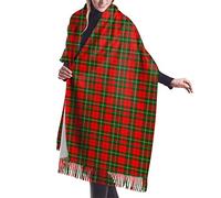 GQWJKSZ Clan Gartshore Tartan Mujer Largo y Ancho Clan Macfarlane Artefacto Rojo Tartán Cachemira Sensación Chal Abrigo Invierno Bufanda cálida 77x27inch