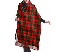 GQWJKSZ Clan Kerr Tartan Mujer Largo y Ancho Clan Macfarlane Artefacto Rojo Tartán Cachemira Sensación Chal Abrigo Invierno Bufanda Cálida 77x27inch