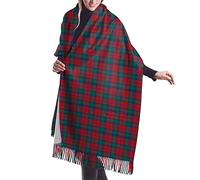 GQWJKSZ Clan Lindsay Tartan Mujer Largo y Ancho Clan Macdonald Tartan Cashmere Feel Chal Wrap Invierno Bufanda cálida 77x27inch
