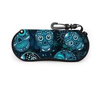 GQWJKSZ Day Dead Colorful Sugar Skull Floral Girls Estuches para anteojos Estuches para anteojos de sol ligeros Estuche suave con cremallera de neopreno portátil Estuche para anteojos para hombre