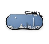 GQWJKSZ Escena de la ciudad Famosas arquitecturas París Gafas de sol de neopreno ultraligero con mosquetón, Estuche para anteojos