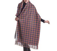 GQWJKSZ Four Quarters Tartan Mujer Largo y Ancho Clan Mackintosh Azul Tartán Cachemira Sensación Chal Abrigo Invierno Bufanda Cálida 77x27inch