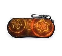 GQWJKSZ Gafas de sol portátiles con círculo de fuego y flores con hebilla de bloqueo, bolsa suave, tela de buceo ultraligera, estuche para gafas con cremallera