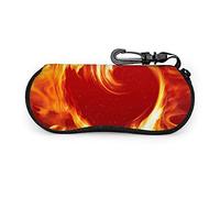 GQWJKSZ Gafas de sol portátiles con diseño de corazón amante del fuego con hebilla de bloqueo, bolsa suave, funda de gafas con cremallera de tela de buceo ultraligera