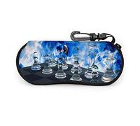 GQWJKSZ Gafas de sol portátiles de ajedrez de fuego azul con hebilla de bloqueo, bolsa suave, funda de gafas con cremallera de tela de buceo ultraligera