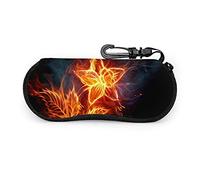 GQWJKSZ Gafas de sol portátiles de flores de fuego con hebilla de bloqueo, bolsa suave, funda de gafas con cremallera de tela de buceo ultraligera