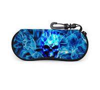 GQWJKSZ Gafas de sol portátiles de fuego azul con hebilla de bloqueo, bolsa suave, funda de gafas con cremallera de tela de buceo ultraligera