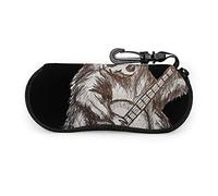 GQWJKSZ Gafas de sol portátiles Little Grey Raccoon Plays Guitar con hebilla de bloqueo, bolsa suave, funda de gafas con cremallera de tela de buceo ultraligera