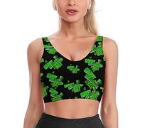 GQWJKSZ Irish Clover Happy St. Patrick's Day Shamrock Impreso Deportes Bras Yoga Crop Tops