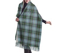 GQWJKSZ Isle of Man Manx District Tartan Mujer Largo y Ancho Clan Mackintosh Azul Tartán Cachemira Sensación Chal Abrigo Invierno Bufanda cálida 77x27inch