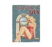GQWJKSZ Letrero de metal de estaño Lost in The 50'S Records Music Vintage Tin Poster Metal Sign Decoración de pared Country Kitchen Home Garage Decor 16.0 x 12.0 in