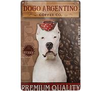 GQWJKSZ Letreros de metal divertidos Dogo argentino café co Retro Carteles de chapa de metal vintage para bar decoración de metal de pared del hogar 8 × 12 pulgadas