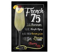 GQWJKSZ Letreros de metal vintage de French Mar Tini Amaretto Sour Negroni Tom Collins Placa de cóctel Pub Bar Wall Art Poster Decoración del hogar - Cartel de chapa de 8 x 12 pulgadas