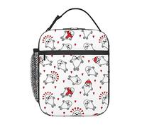 GQWJKSZ Linda bolsa de almuerzo con foca de bebé de Navidad, lonchera aislada duradera, bolsa de mano reutilizable para adultos, bolsa más fresca reutilizable