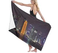 GQWJKSZ Manta de Toalla de baño de Microfibra Grande, Estampado de Ciudad de Qatar Medio Oriente Urbano, Toalla de Playa para Hotel Familiar, Viajes, Deportes de natación, 52 x 32 Pulgadas