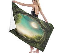 GQWJKSZ Manta de Toalla de baño de Microfibra Grande, Estampado de Luna Llena de Bosque Encantado para niños, Toalla de Playa para Hotel Familiar, Viajes, Deportes de natación, 52 x 32 Pulgadas