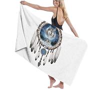 GQWJKSZ Manta de Toalla de baño de Microfibra Grande, Juego de Ropa de Cama de Dream Catcher Art Wolf and Lunar, Toalla de Playa para Hotel Familiar, Viajes, Deportes de natación, 52 x 32 Pulgadas