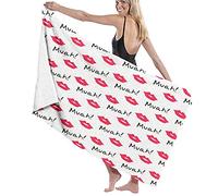 GQWJKSZ Manta de Toalla de baño de Microfibra Suave Grande, Beso Rojo Mujer Labios Romance Estampado A, Toalla de Playa para Hotel Familiar, Viajes, Deportes de natación, 52 x 32 Pulgadas