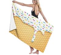 GQWJKSZ Manta Grande de Toalla de baño de Microfibra, Estampado de Conos de Helado para derretir Alimentos, Toalla de Playa para Viajes en hoteles Familiares, Deportes de natación, 52 "x 32"