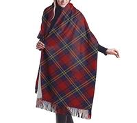 GQWJKSZ Naranja, azul Mujer Largo y Ancho Clan Forbes Tartán Cachemira Sensación Chal Abrigo Invierno Bufanda Cálida 77x27inch