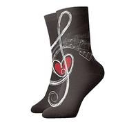 GQWJKSZ Novedad unisex Calcetines cortos divertidos de tripulación 30 cm Notas musicales con forma de corazón Calcetín deportivo duradero y cómodo Calcetín deportivo para hombres y mujeres