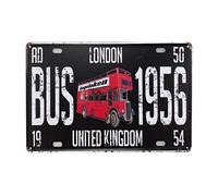 GQWJKSZ Placa de matrícula Retro Vintage London Bus-1956, cartel de estaño para decoración de pared del hogar, placa de Metal de 8x12 pulgadas, decoración