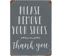 GQWJKSZ Please Remove Your Shoes - Cartel de metal para colgar en la pared, diseño retro, para decoración del hogar, cocina, jardín, garaje, pared, 8.0 x 12.0 in