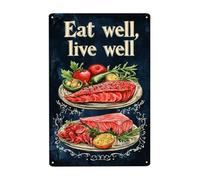 GQWJKSZ Pósteres metálicos vintage Comer bien, vivir bien. Letreros metálicos decorativos para cocina, decoración de cocina, arte mural para la cocina, para decorar tu cocina (30 x 40 cm).