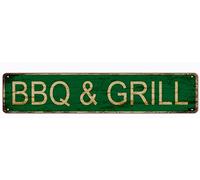 GQWJKSZ Snowsun Metal BBQ & GRILL - Letrero de aluminio vintage retro para dormitorio, cocina, jardín, pared, pub, club, café, decoración colgante de 4 x 16 pulgadas
