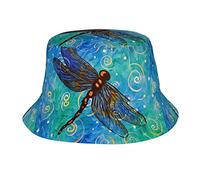 GQWJKSZ Spring Gold Blue Dragonfly Bucket Sombreros para Mujeres Hombres Unisex Summer Fisherman Hats Teens Sun Protection Cap Packable Trendy Travel Beach Vacation Cap