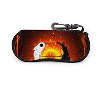 GQWJKSZ Tablero de aro de fuego de baloncesto portátil, gafas de sol Yin y Yang con hebilla de bloqueo, bolsa suave, funda de gafas con cremallera de tela de buceo ultraligera