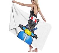 GQWJKSZ Toalla de baño de Microfibra Grande, diseño de Perro Bulldog francés con diseño de Moto Loca y tonta, Toalla de Playa para Hotel Familiar, Viajes, Deportes de natación, 52.0 x 32.0 in
