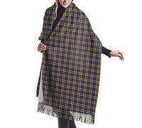 GQWJKSZ Unión Europea Tartan0 Mujer Largo Y Ancho Clan Mackintosh Azul Tartán Cachemira Sensación Chal Abrigo Invierno Bufanda Cálida 77x27inch