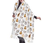GQWJKSZ Varios gatos meditaciones chales hombre mujer bufandas suaves cálidas, mantón de pashmina envuelve mantón largo y cálido bufandas con flecos para invierno 78x29 pulgadas