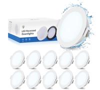 Gr4tec Foco Empotrable LED Techo 230V Extraplano 35mm, 10x 5W Ojo de Buey LED Blanco, Foco Empotrado Blanco Frio 6500K 400LM 80Ra, Luz de Techo Interior IP65, Agujero 68-80 mm, Downlight para Baño