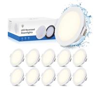 Gr4tec Foco Empotrable LED Techo Blanco Extraplano 35mm, 10x 5W Ojo de Buey LED 230V, Foco Empotrado Blanco Natural 4000K 400LM 80Ra, Luz de Techo Interior IP65, Agujero 68-80 mm, Downlight para Baño