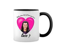 GR8Shop Bella where the hell have you been loca? Blanca taza de café con RIM Negro y manija Mug