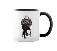 GR8Shop Bernie sanders meme gloves parody Blanca taza de café con RIM Negro y manija Mug