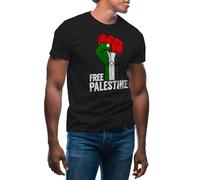 GR8Shop Free Palestine Flag Fist Gaza Camiseta de Hombre Negra Size M