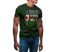 GR8Shop from The River Palestine Will Be Free Camiseta Verde Militare para Hombre Size M