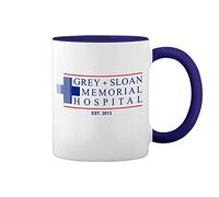 GR8Shop Grey'S Anatomy Greys And Sloan Memorial Hospital Blanca taza de café con el borde azul y la manija Mug