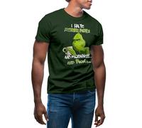 GR8Shop I Hate Morning People and Mornings and People Grinch Camiseta Verde Militare para Hombre Size L